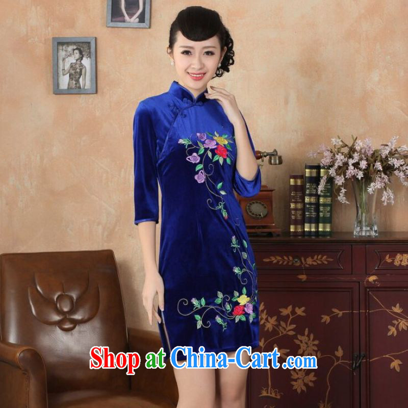 Shanghai, optimize purchase new-stretch-wool dresses 7 sub-cuff autumn and winter dresses, dresses - C blue 2 XL