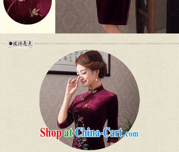 pro-am 2015 new spring and summer are decorated in antique gold velour cheongsam dress wedding improved older mothers with wine red 2 XL - waist 80 CM pictures, price, brand platters! Elections are good character, the national distribution, so why buy now enjoy more preferential! Health
