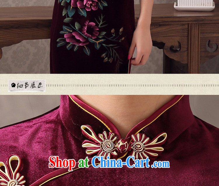 pro-am 2015 new spring and summer are decorated in antique gold velour cheongsam dress wedding improved older mothers with wine red 2 XL - waist 80 CM pictures, price, brand platters! Elections are good character, the national distribution, so why buy now enjoy more preferential! Health