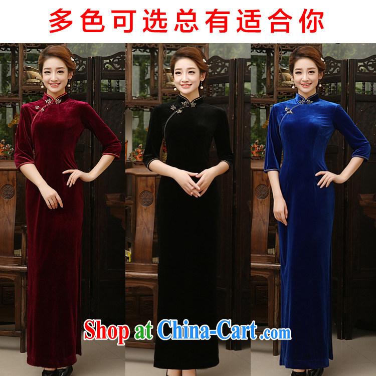 The pro-am 2015 as soon as possible new, spring and autumn day-long wedding scouring pads, older mothers with cheongsam dress dress royal blue 2 XL - waist 80 CM pictures, price, brand platters! Elections are good character, the national distribution, so why buy now enjoy more preferential! Health