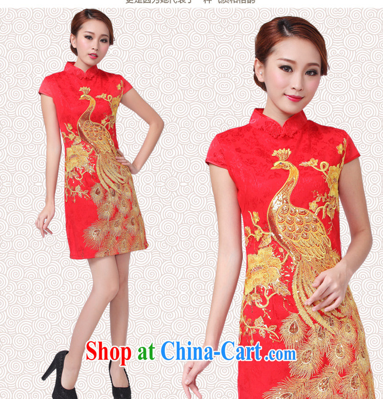 Poetry, 2015 new show annual wedding dress bridal wedding retro improved red toast, served for low-power's short-sleeved beauty classic short cheongsam red Peacock XL pictures, price, brand platters! Elections are good character, the national distribution, so why buy now enjoy more preferential! Health
