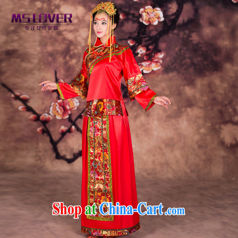 MSLover dumping city Chinese brides who marry Yi wedding dress 2014 new winter clothing long-sleeved toast serving Sau Wo service XH 14,121 red XL, name, Mona Lisa (MSLOVER), online shopping