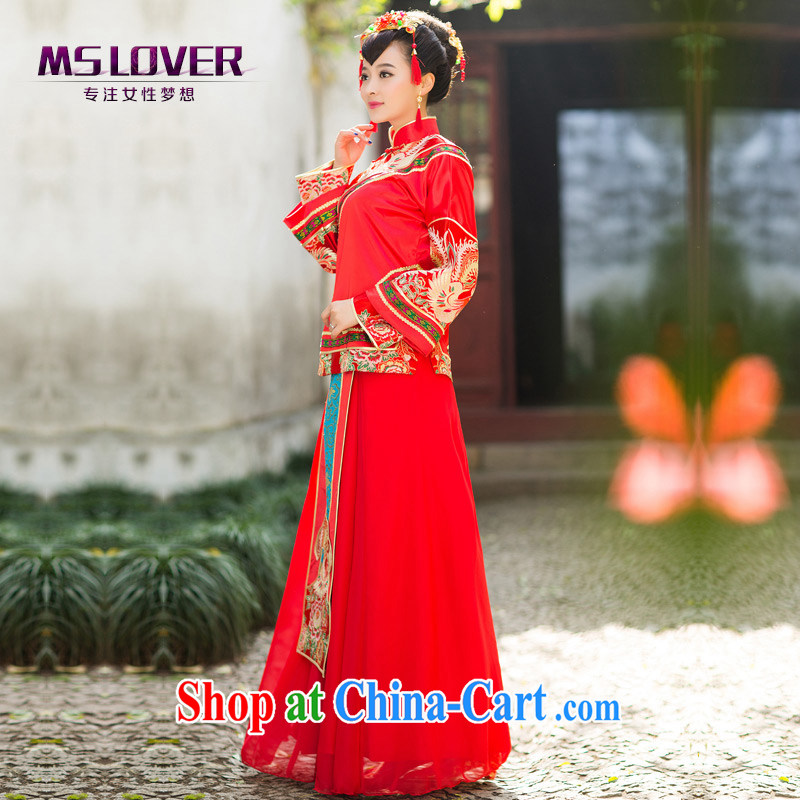 8 MSLover Fung Youth Pre-employment training new Chinese bride-service long-sleeved retro, who married Yi Su-wo service XH 141,202 red XL, name, Elizabeth (MSLOVER), online shopping