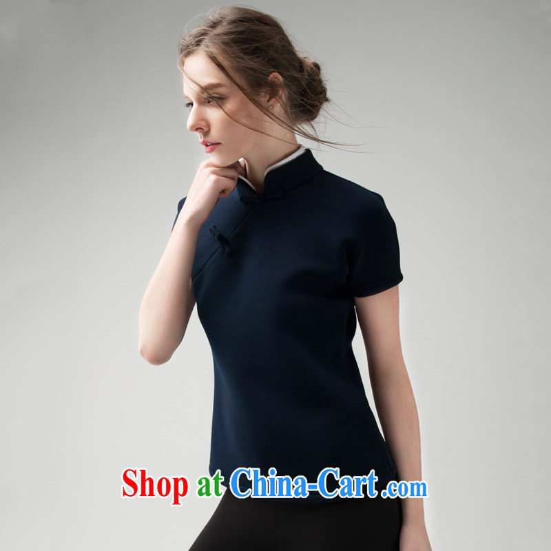 Fujing Qipai Tang 2015 spring short dresses T-shirt Chinese improved Tang women a National wind retro female warm thick short-sleeved new Han-a-mouth-tie arts blue S (small), Fujing Qipai Tang (Design seventang), online shopping