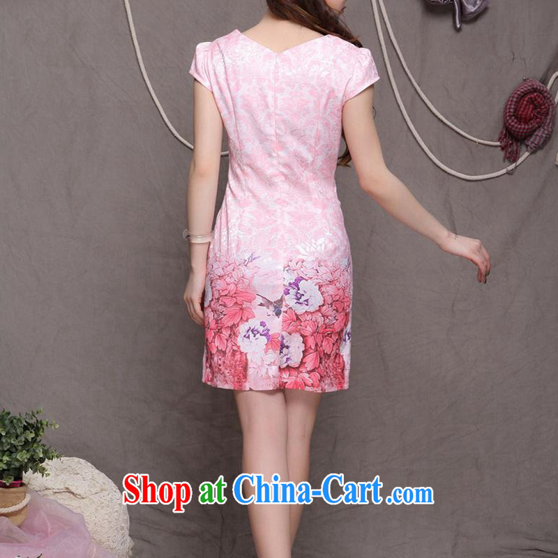 Ya-ting 2014 high-end Ethnic Wind and stylish Chinese qipao dress retro beauty graphics thin dresses better quality special M Pink, Blue rain bow, and shopping on the Internet