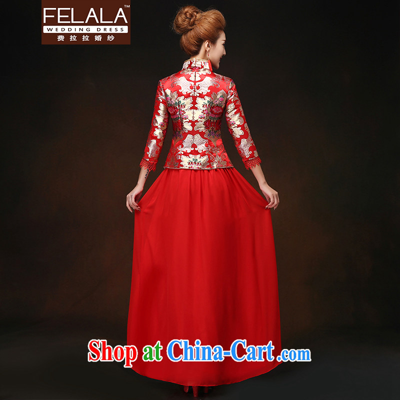Ferrara 2015 new winter, Chinese qipao long-sleeved bridal toast serving red XL Suzhou shipping, La wedding (FELALA), shopping on the Internet