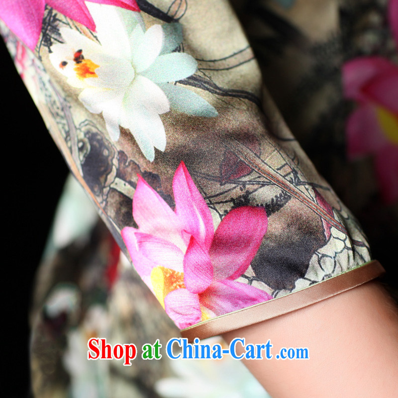 Butterfly Lovers spring 2015 the new, improved style cheongsam dress retro 7 cuff silk Chinese qipao figure XXL, Butterfly Lovers, shopping on the Internet