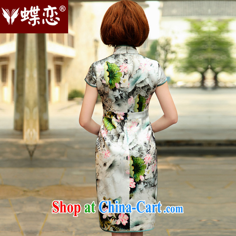 Butterfly Lovers 2015 spring new stylish and improved short-sleeved qipao dresses style retro daily Silk Cheongsam 49,185 figure XXL, Butterfly Lovers, shopping on the Internet