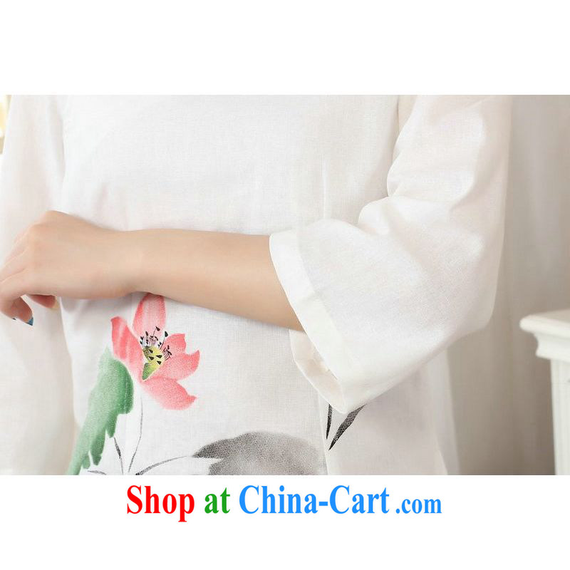 Allow Ms. Jing Tang Women's clothes summer T-shirt, cotton for the hand-painted Chinese Han-female improved Chinese cuff in white XL, facilitating Jing, and shopping on the Internet