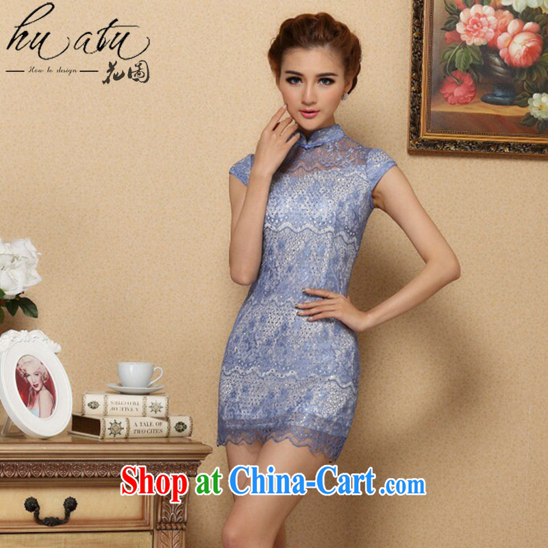 Take the ladies dresses and stylish dresses skirts everyday minimalist style, for improved cheongsam lace cheongsam dress dress light blue 2 XL