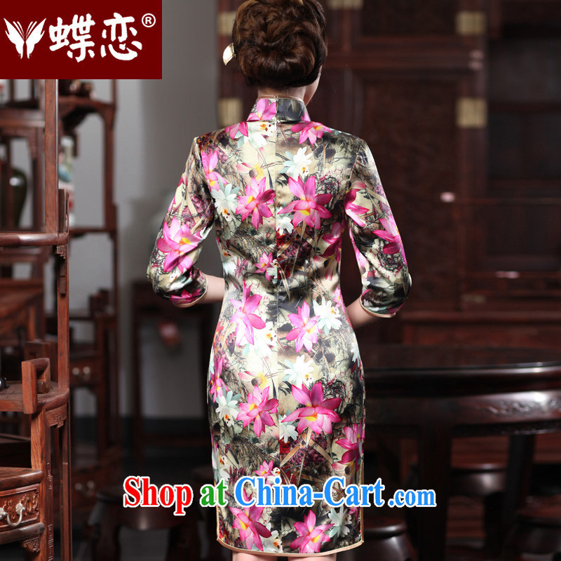 Butterfly Lovers 2015 spring new retro 7 cuff fashion cheongsam dress improved silk Chinese qipao 49,184 red XXL, Butterfly Lovers, shopping on the Internet