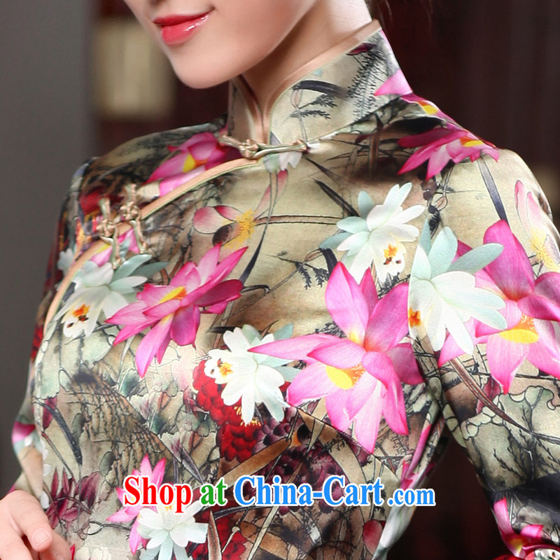 Butterfly Lovers 2015 spring new retro 7 cuff fashion cheongsam dress improved silk Chinese qipao 49,184 red XXL, Butterfly Lovers, shopping on the Internet