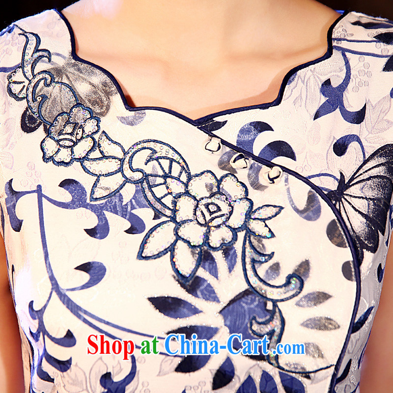 The pro-am 2015 as soon as possible new summer short improved antique porcelain was daily cultivating cheongsam dress dress blue and white porcelain M, pro-am, shopping on the Internet
