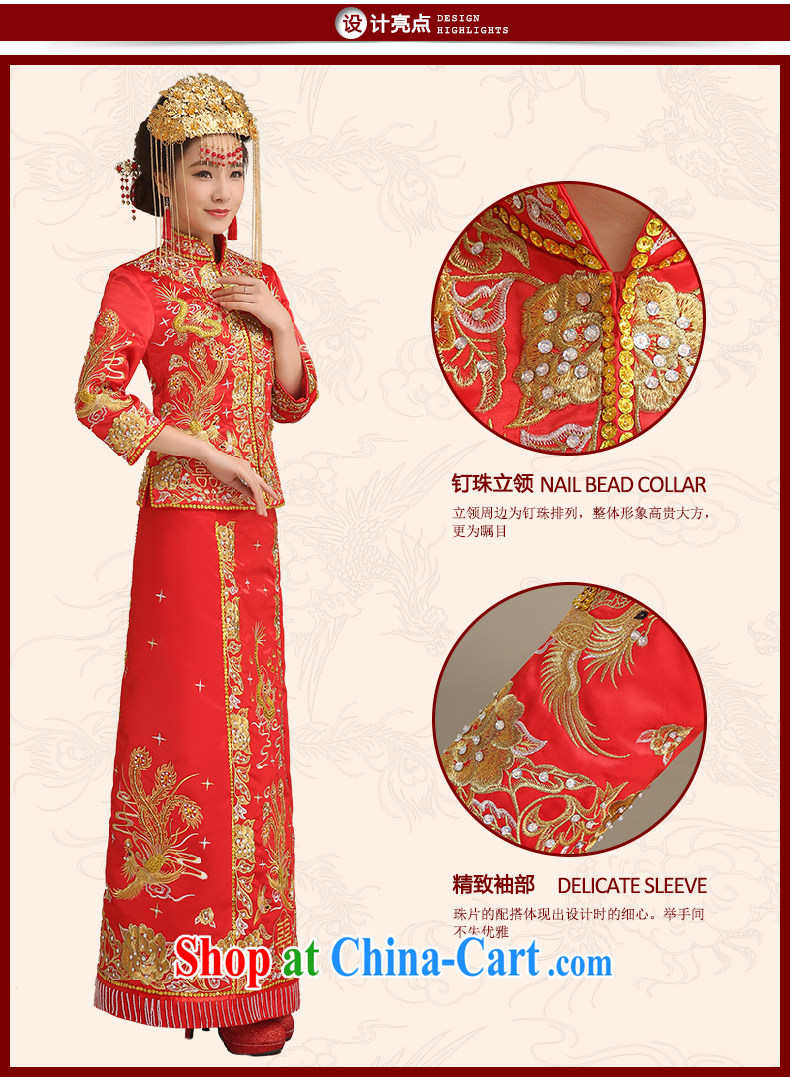 HANG SENG code Phoenix bride and bride's Su-wo serving Chinese Antique long-sleeved dresses and stylish married woman serving toast bride married Yi Xiao Fengxian two-piece red XL pictures, price, brand platters! Elections are good character, the national distribution, so why buy now enjoy more preferential! Health