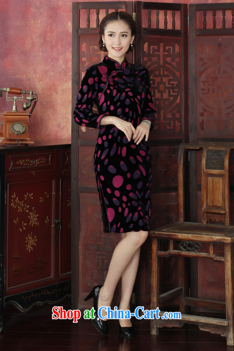 Take the cheongsam dress Chinese Chinese improved the collar retro really scouring pads 9 sub-cuff qipao cheongsam banquet dress skirt shown in Figure 3XL pictures, price, brand platters! Elections are good character, the national distribution, so why buy now enjoy more preferential! Health