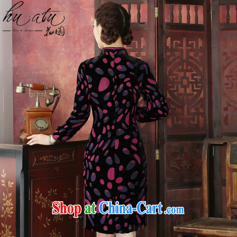 Take the cheongsam dress Chinese Chinese improved the collar retro really scouring pads 9 sub-cuff qipao cheongsam banquet dress skirt shown in Figure 3XL, figure, and shopping on the Internet
