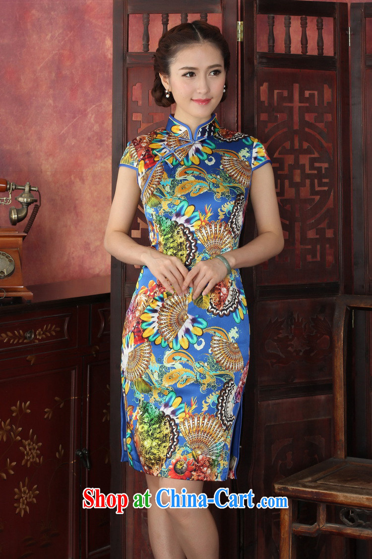 Take the cheongsam dress Tang with classic and stylish sauna Silk Cheongsam Chinese, who daily banquet Silk Cheongsam dress royal blue 2 XL pictures, price, brand platters! Elections are good character, the national distribution, so why buy now enjoy more preferential! Health
