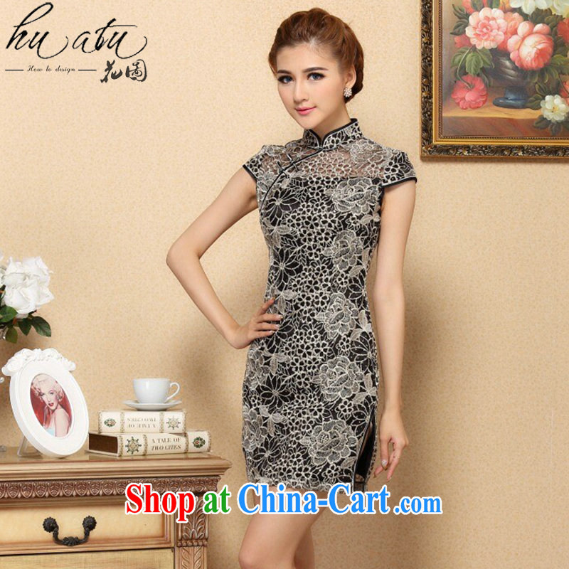 Take the cheongsam dress Chinese improved legislative style lace cheongsam dress high-end elegant lace improved banquet cheongsam dress such as the color 2 XL, figure, and, on-line shopping
