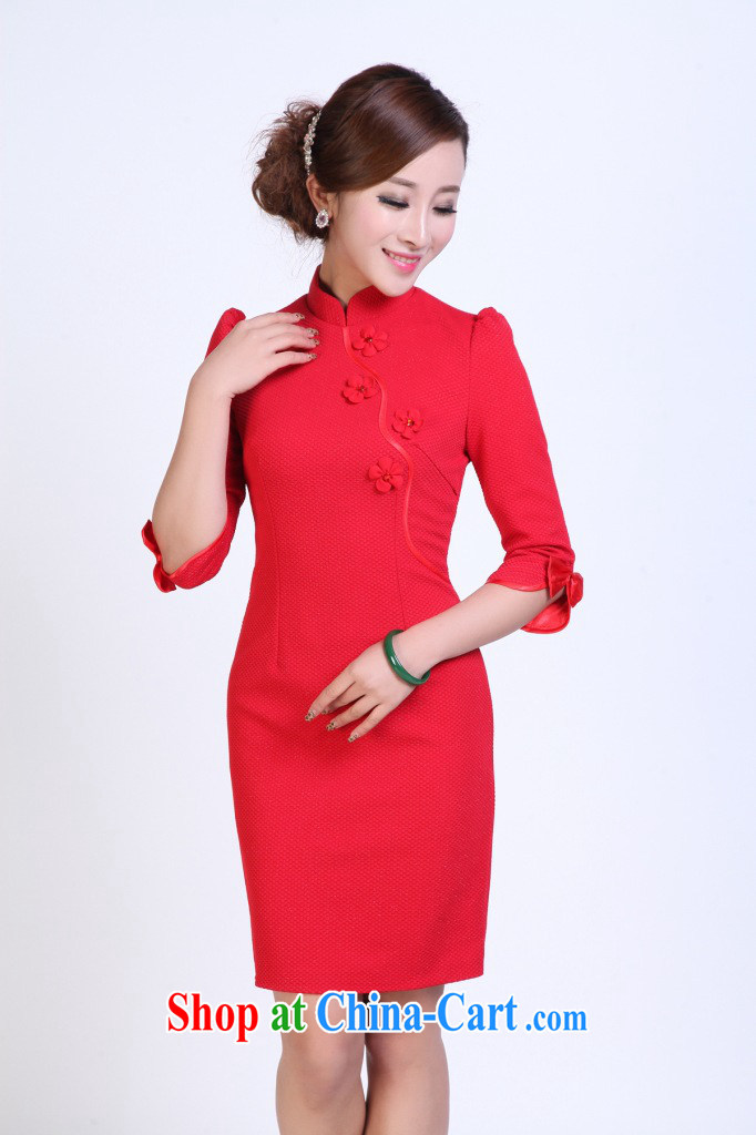 Spend the fall and winter dress cheongsam Chinese Chinese, for simplicity and improved bridal knitting fashion Annual Meeting cheongsam dress dress red 3XL pictures, price, brand platters! Elections are good character, the national distribution, so why buy now enjoy more preferential! Health
