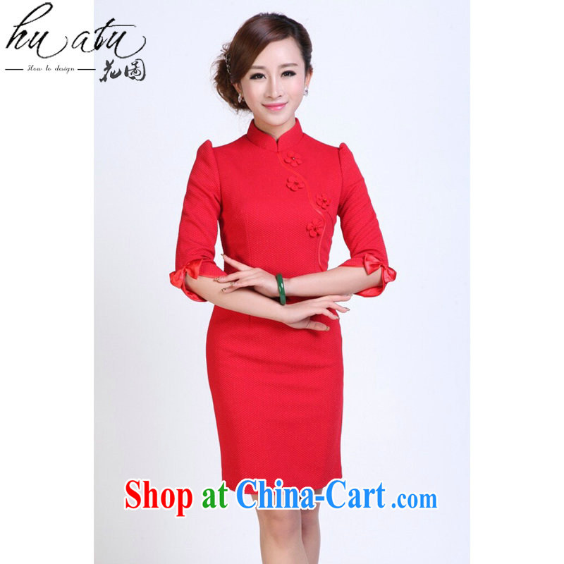 Spend the fall and winter dress cheongsam Chinese Chinese, for simplicity and improved bridal knitting fashion Annual Meeting cheongsam dress dress red 3XL