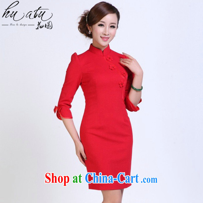 Spend the fall and winter dress cheongsam Chinese Chinese, for simplicity and improved bridal knitting fashion Annual Meeting cheongsam dress dress red 3XL, figure, and shopping on the Internet