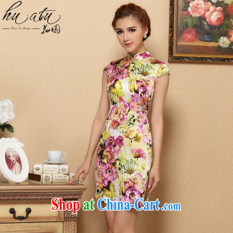 Take the female cheongsam Chinese contemporary Europe and small floral sauna Silk Cheongsam elegant and noble, for Silk Cheongsam annual figure color 2 XL, spend, and, shopping on the Internet