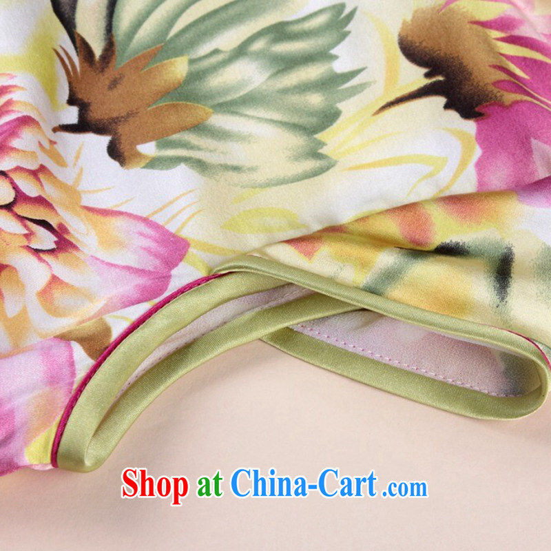 Take the female cheongsam Chinese contemporary Europe and small floral sauna Silk Cheongsam elegant and noble, for Silk Cheongsam annual figure color 2 XL, spend, and, shopping on the Internet