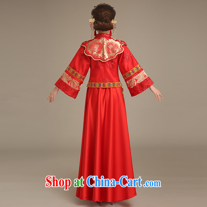 Code Hang Seng bridal 2015 spring brides, use Phoenix Chinese Soo Wo service retro long-sleeved dresses and stylish married woman serving toast 5 Bok-su Wo service red L, and hang Seng bride, shopping on the Internet