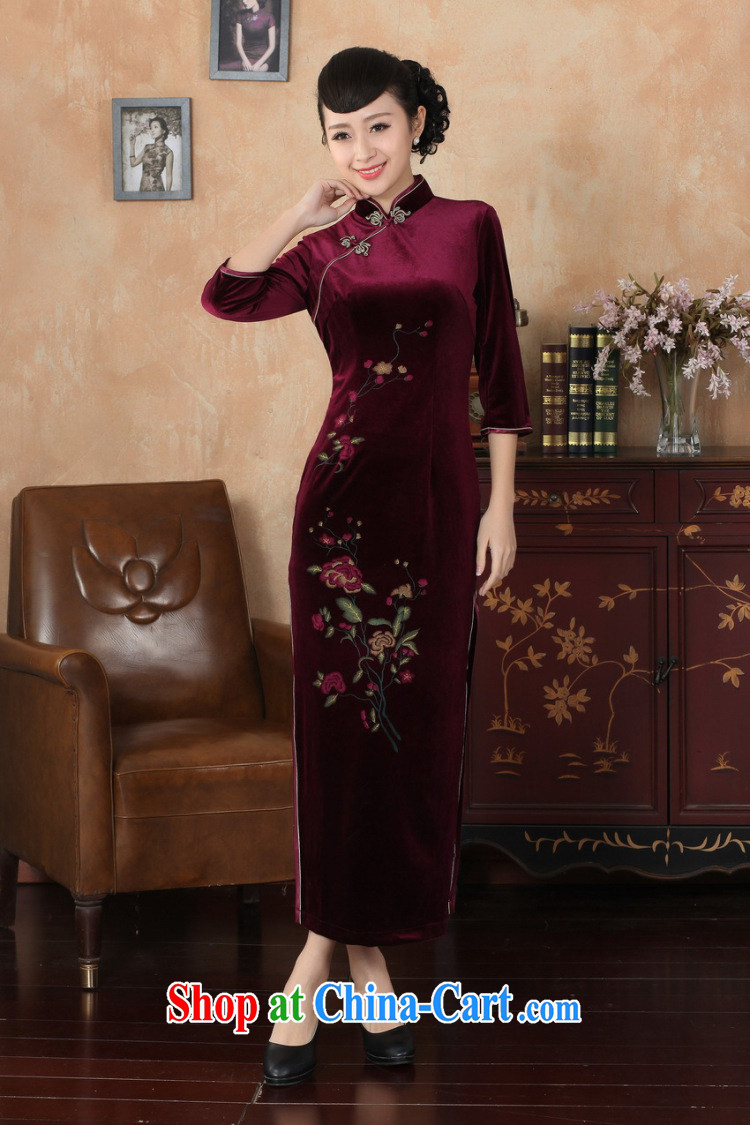 Spend the fall and winter cheongsam dress Chinese Chinese, for-stretch-velvet cheongsam 7 cuff dress - B 3 XL pictures, price, brand platters! Elections are good character, the national distribution, so why buy now enjoy more preferential! Health
