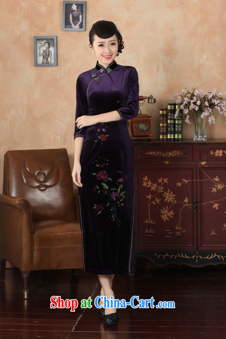Spend the fall and winter cheongsam dress Chinese Chinese, for-stretch-velvet cheongsam 7 cuff dress - B 3 XL pictures, price, brand platters! Elections are good character, the national distribution, so why buy now enjoy more preferential! Health