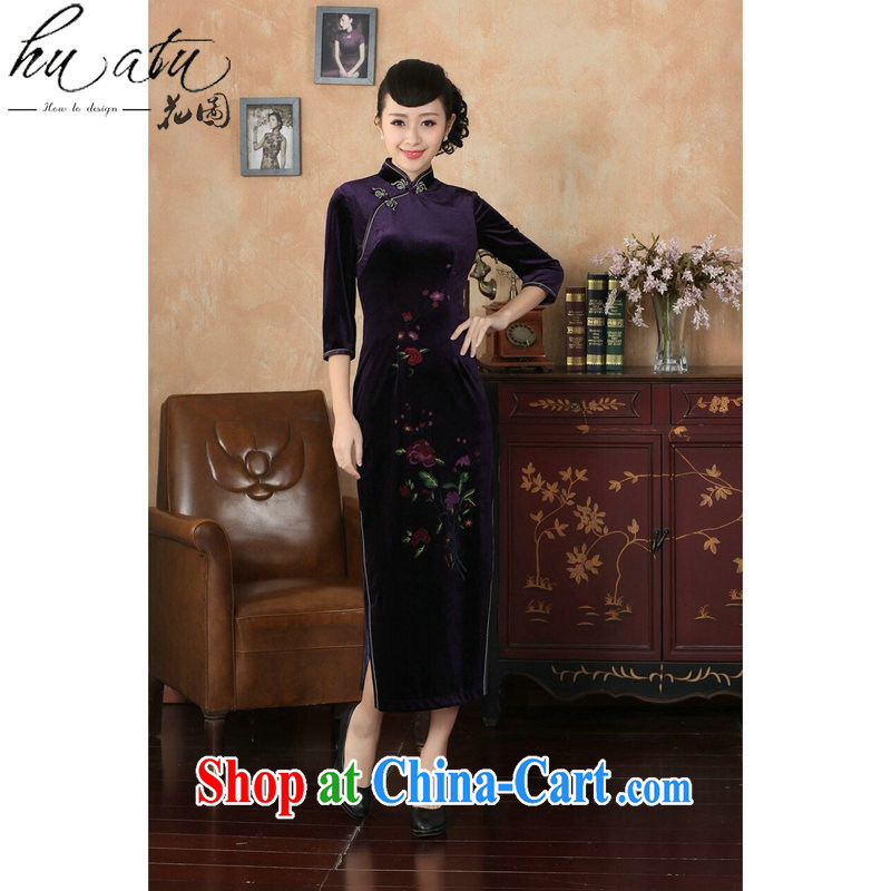 Spend the fall and winter cheongsam dress Chinese, Chinese collar-stretch the wool dresses 7 cuff dress - B 3 XL, spend, and, shopping on the Internet