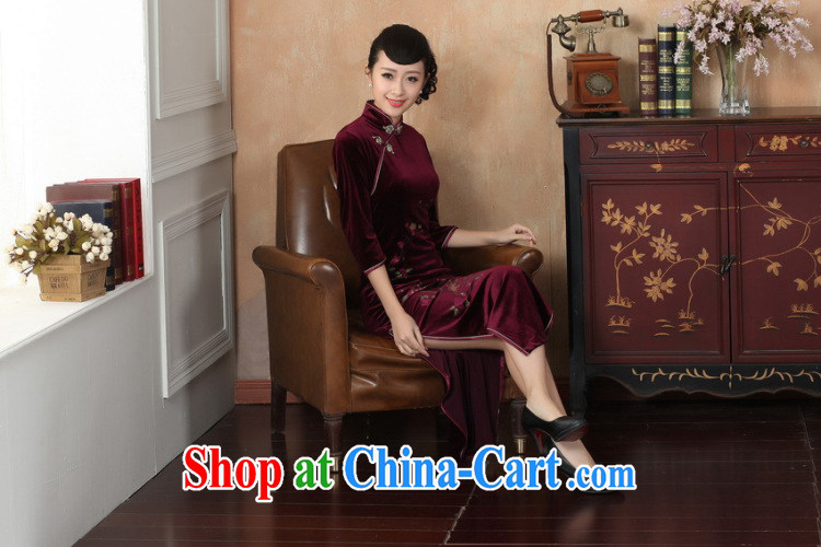 Bin Laden smoke-free fall and winter cheongsam dress Chinese, Chinese collar-stretch-velvet cheongsam 7 cuff dress - B 3 XL pictures, price, brand platters! Elections are good character, the national distribution, so why buy now enjoy more preferential! Health
