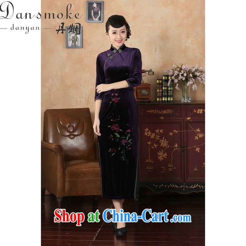 Bin Laden smoke-free fall and winter cheongsam dress Chinese Chinese, for-stretch-velvet cheongsam 7 cuff dress - B 3 XL, Bin Laden smoke, shopping on the Internet