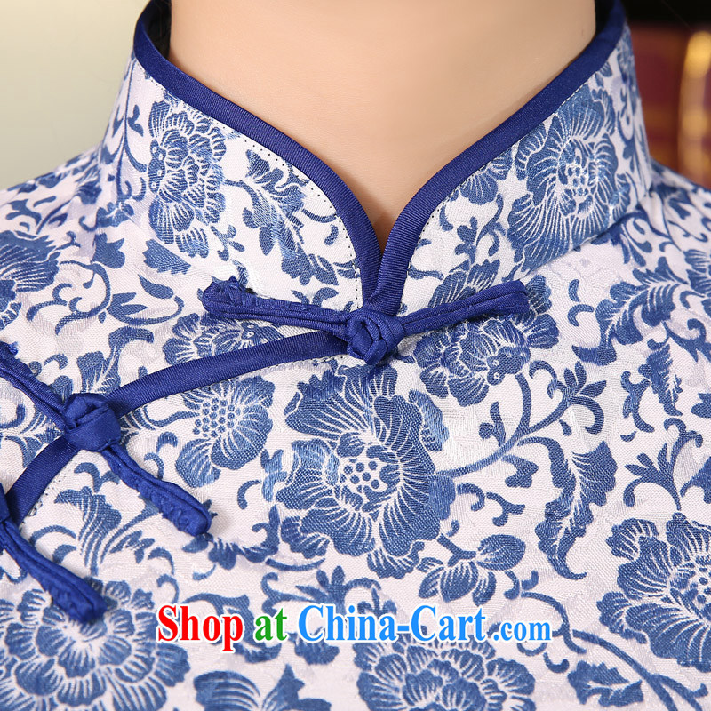 The pro-am 2015 as soon as possible new summer, traditional antique jacquard cotton short, cultivating blue and white porcelain dresses cheongsam blue and white porcelain L - waist 73 cm, and the pro-am, shopping on the Internet