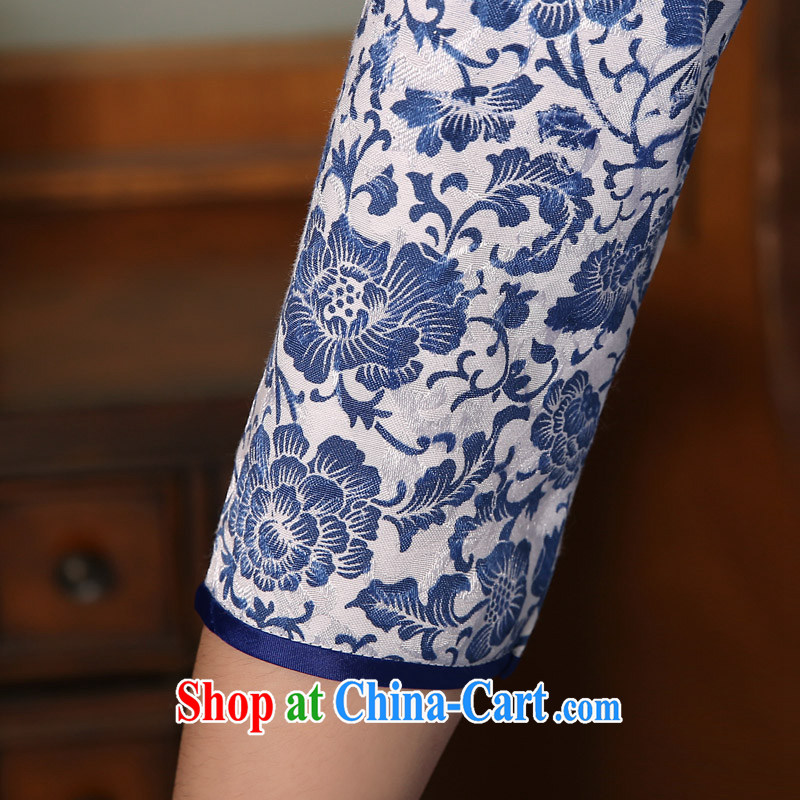 The pro-am 2015 as soon as possible new summer, traditional antique jacquard cotton short, cultivating blue and white porcelain dresses cheongsam blue and white porcelain L - waist 73 cm, and the pro-am, shopping on the Internet
