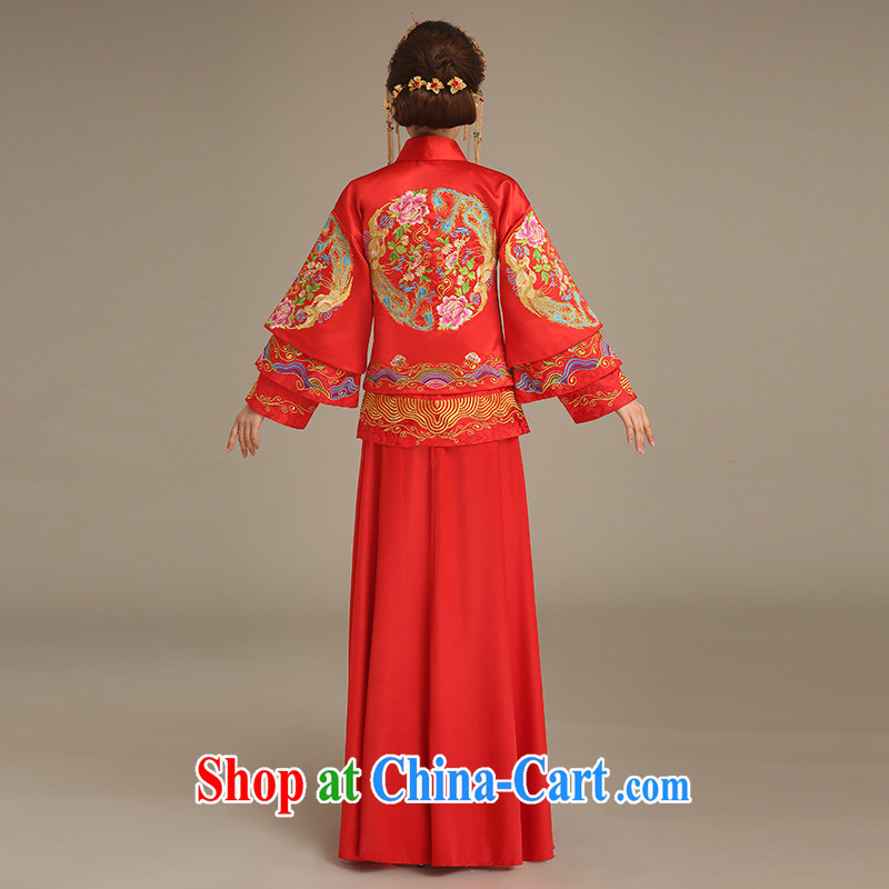 Code hang bridal bridal show reel service dresses red Chinese dress uniform toast spring 2015 long sleek new retro 5 well Phoenix and two-piece red L, and hang Seng bride, shopping on the Internet