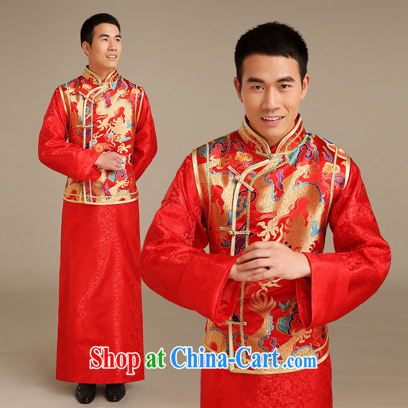 Code hang bridal men's Su-wo service Chinese bride marriage of Phoenix 2015 retro fitted married women and men clothing combination dress the groom wedding dresses red L