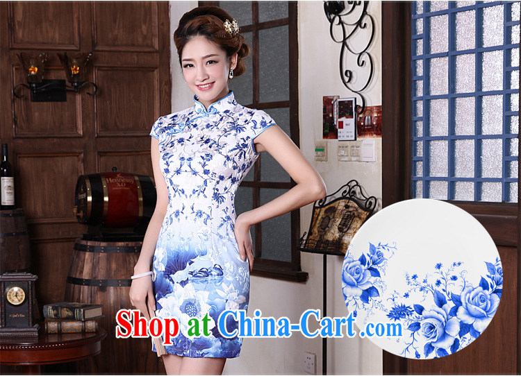 pro-am 2015 new spring and summer with daily short Ethnic Wind antique traditional blue and white porcelain cheongsam dress dress blue and white porcelain M - waist 71 CM pictures, price, brand platters! Elections are good character, the national distribution, so why buy now enjoy more preferential! Health