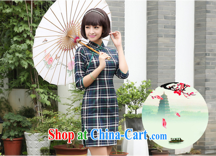 The pro-am 2015 as soon as possible grid autumn new traditional retro daily short sleeves in cultivating dresses qipao 7 cuff 2 XL - waist 80 CM pictures, price, brand platters! Elections are good character, the national distribution, so why buy now enjoy more preferential! Health