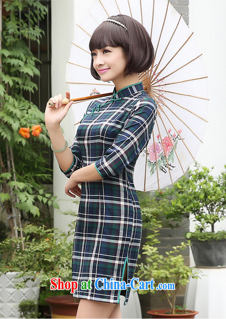 The pro-am 2015 as soon as possible grid autumn new traditional retro daily short sleeves in cultivating dresses qipao 7 cuff 2 XL - waist 80 CM pictures, price, brand platters! Elections are good character, the national distribution, so why buy now enjoy more preferential! Health