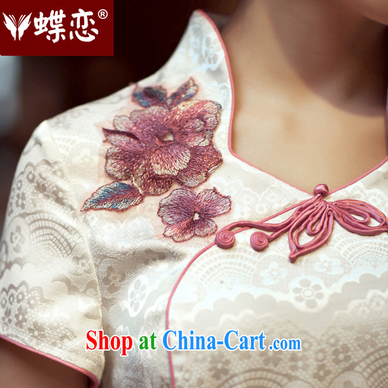 Butterfly Lovers embroidery flower garden, 2015 spring new stylish and improved three-dimensional embroidery cultivating short cheongsam dress 49,193 figure S, Butterfly Lovers, shopping on the Internet