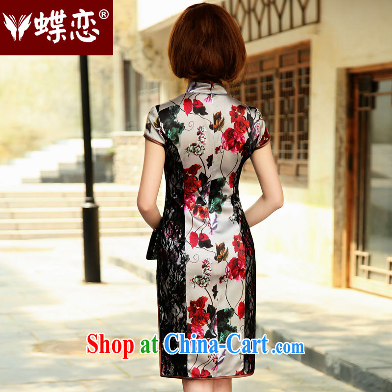 Butterfly Lovers tack General nostalgic 2015 spring new cheongsam dress lace stitching improved stylish Silk Cheongsam 49,199 figure XXL, Butterfly Lovers, shopping on the Internet