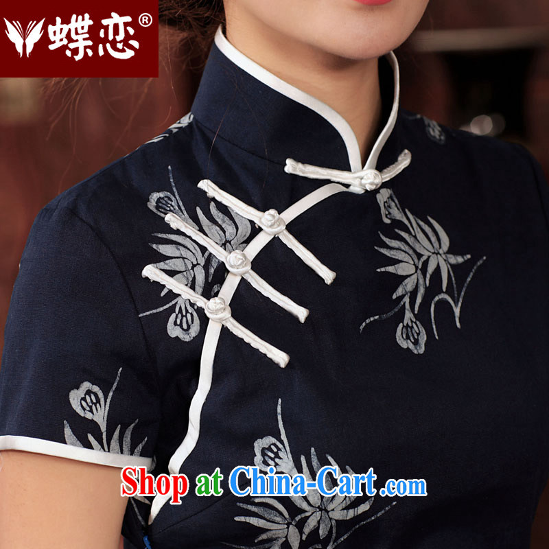 Butterfly Lovers to chat with poems 2015 spring new traditional Hmong batik short cotton the cheongsam shirt 49,201 Indigo XXL, Butterfly Lovers, and, on-line shopping