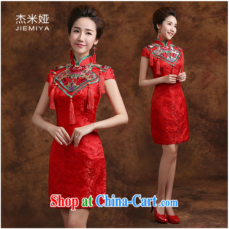 Jie MIA dresses 2015 new wedding dresses serving toast wedding retro improved stylish bridal red short dress red XS, Jake Mia, and shopping on the Internet