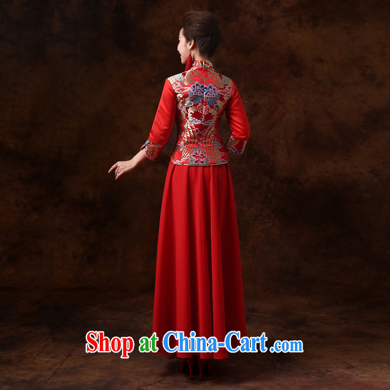 Cheng Kejie MIA toast clothing cheongsam dress 2015 new long-sleeved Sau Wo service Chinese brides improved retro bridal wedding dress red XS, Jake Mia, and shopping on the Internet