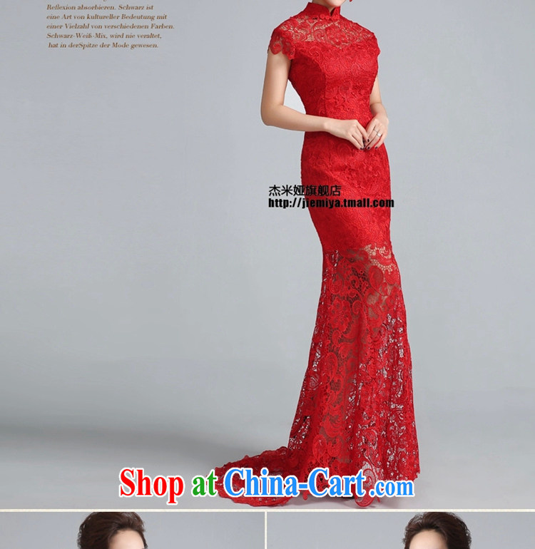 J. MIA dresses new 2015 toast Service Bridal Stylish retro red lace back exposed crowsfoot wedding dress red tail 30 CM L pictures, price, brand platters! Elections are good character, the national distribution, so why buy now enjoy more preferential! Health