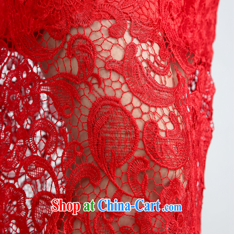 Cheng Kejie MIA dresses new 2015 toast Service Bridal Stylish retro red lace back exposed at Merlion wedding dress red tail 30 CM L, Jake Mia, and shopping on the Internet