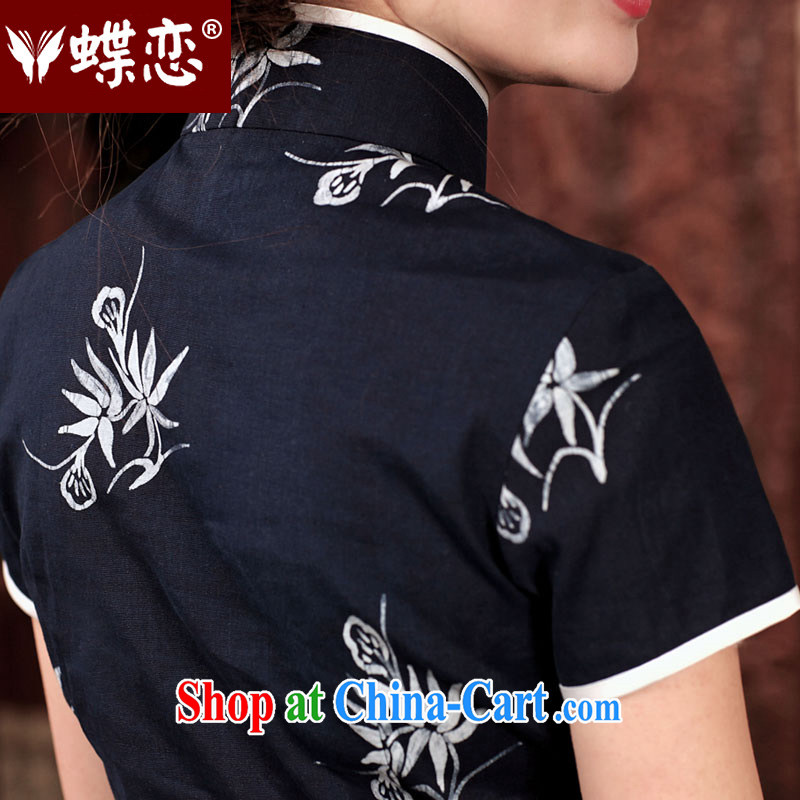 Butterfly Lovers to chat with poems 2015 spring new short, traditional Hmong batik cotton the cheongsam shirt 49,201 Indigo XXL, Butterfly Lovers, shopping on the Internet