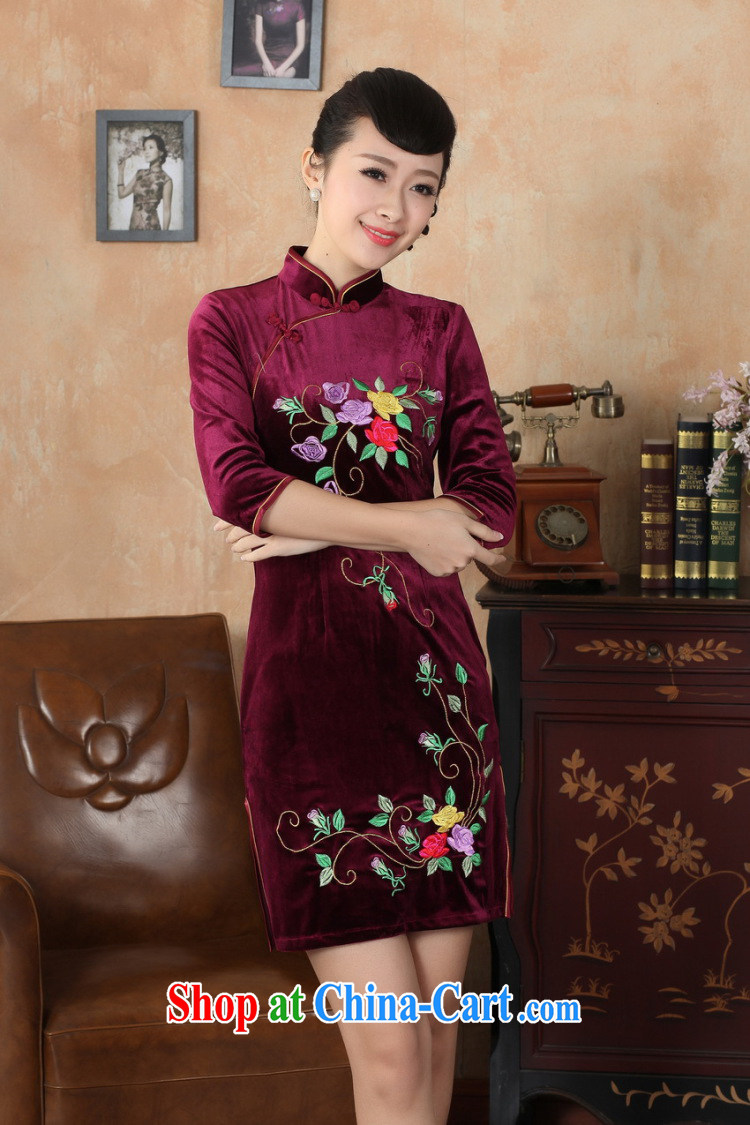 Take the cheongsam dress Chinese Chinese improved, for stretch the wool embroidery, short sleeves cheongsam dress autumn - B violet 2 XL pictures, price, brand platters! Elections are good character, the national distribution, so why buy now enjoy more preferential! Health