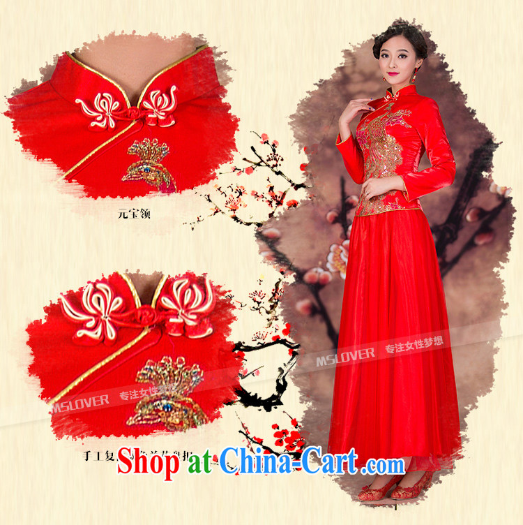 long-sleeved MSLover burrs Bong-kit skirt improved retro bridal dresses wedding dresses serving toast wedding long-sleeved QP 141,204 red XL pictures, price, brand platters! Elections are good character, the national distribution, so why buy now enjoy more preferential! Health